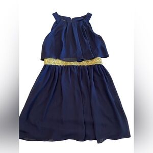 Amy Byer girls blue and gold dress 12